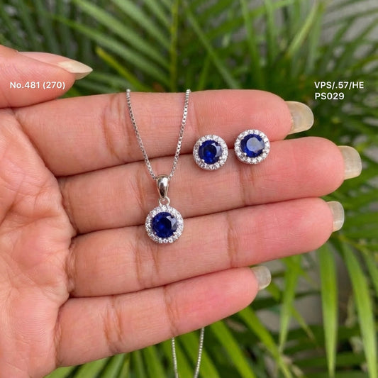Aqua gleam silver pendant set for women