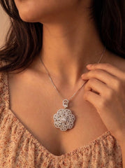 Celestial blossom shine silver pendant set pendant set