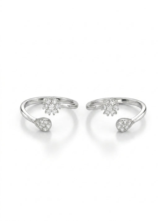 Blossom arc silver toerings for women
