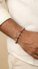 Silver Patterned Rudraksha Bracelet