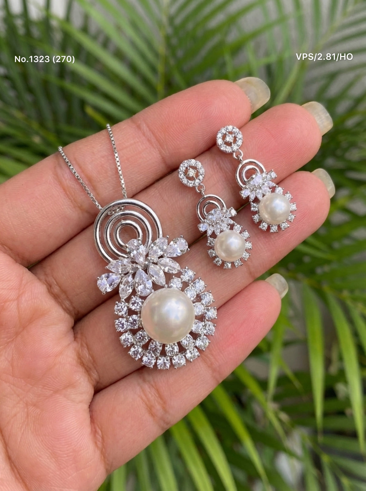 Moonlight Pearl silver pendant set for women