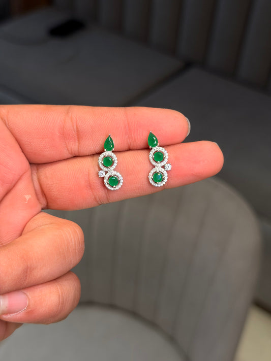 Astra green gem silver stud