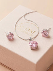 Pink shine silver pendant set for women