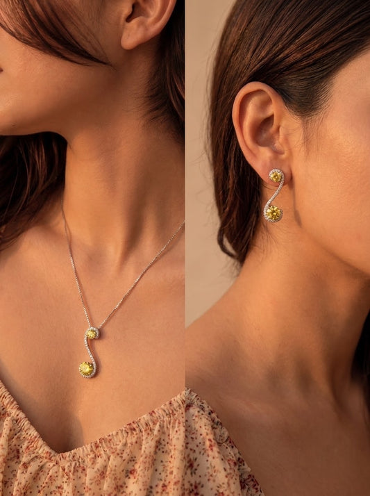 Golden shine silver pendant set for women