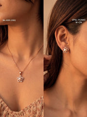 Pearl blossom silver pendant set for women