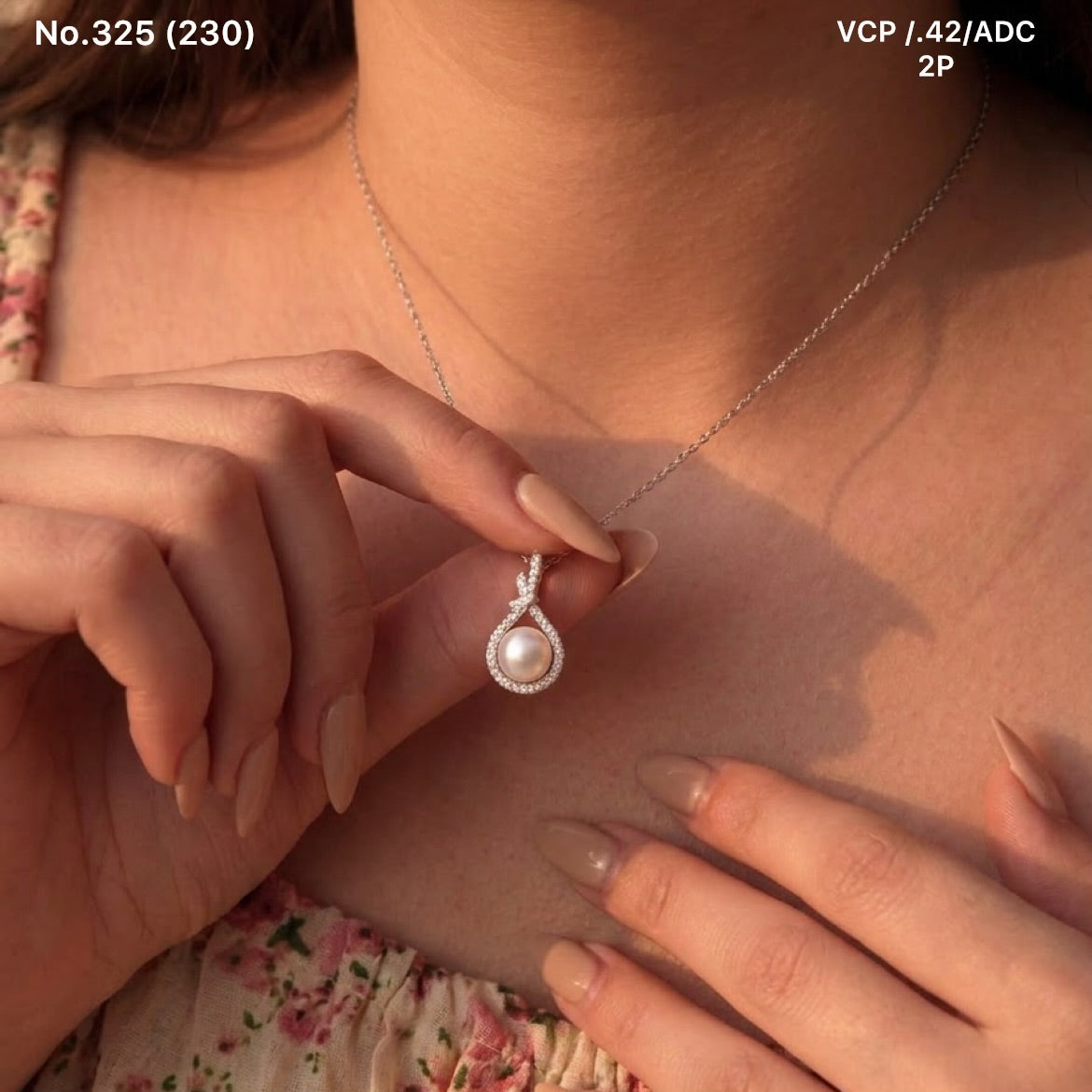 Pearl teardrop elegance silver chain pendant for women