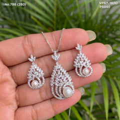 Florina pearl silver pendant set for women