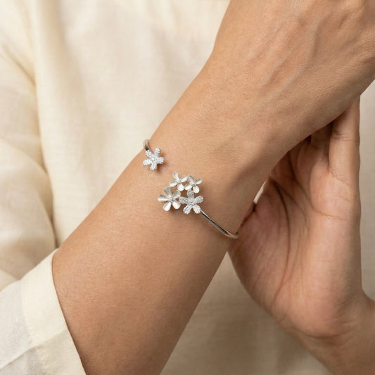 Garden spark silver kada for women