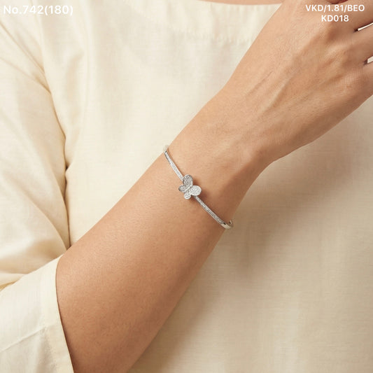 Butterfly shine silver kada for women