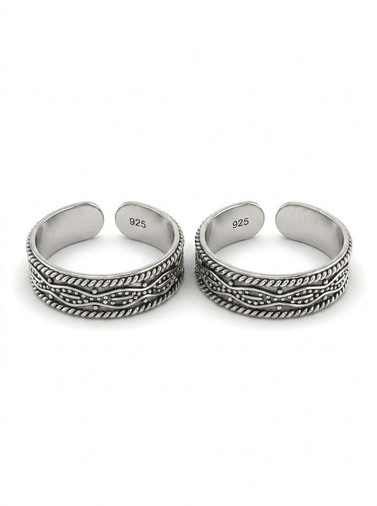 Midnight spark silver toerings for women