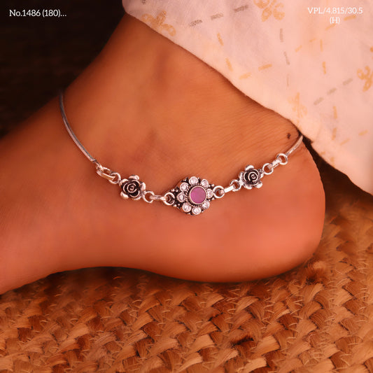 Rosy spectrum silver anklet for women