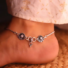 Heavystone couture silver anklet