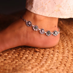 Heavystone couture silver anklet