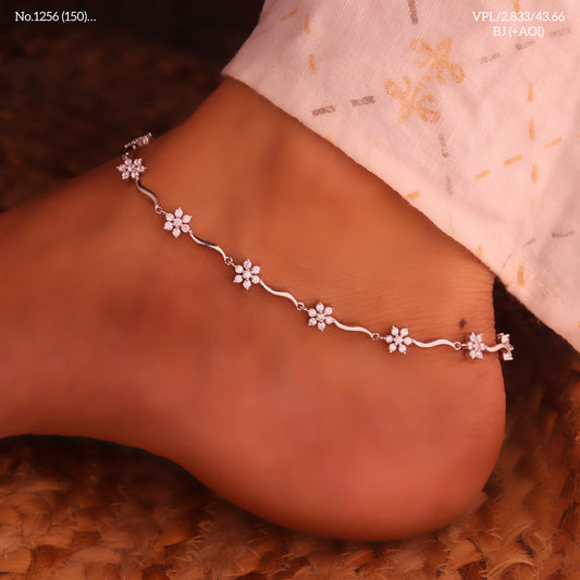 Celestial flora silver anklet for women