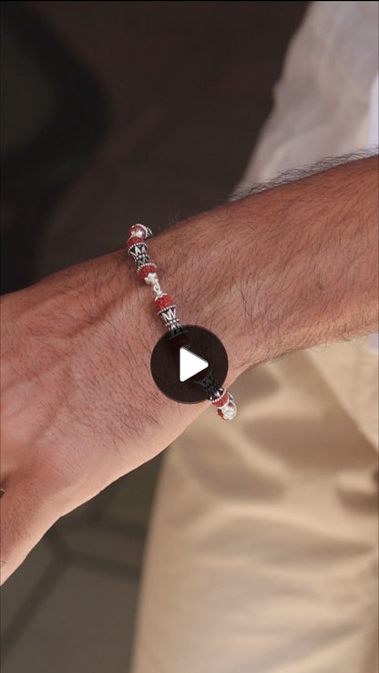 Silver Shiv Damroo Rudraksha Bracelet